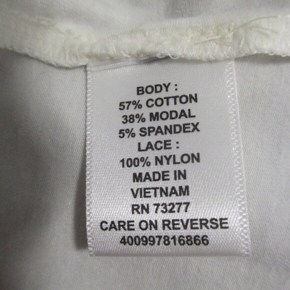 Elle top NEW off white & black lace 3/4 sleeve soft & stretchy size L - Picture 3 of 8